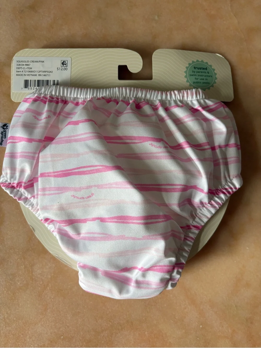 Green Sprouts Pink Stripe All-in-One Swim Diaper - 6 Months